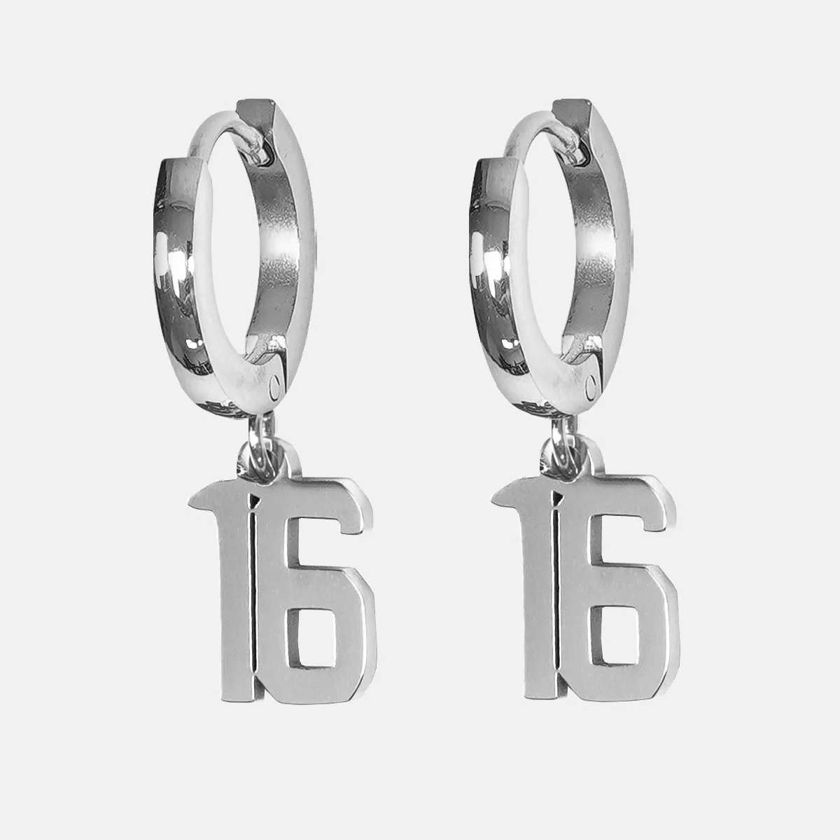 16 Number Earring - Stainless Steel