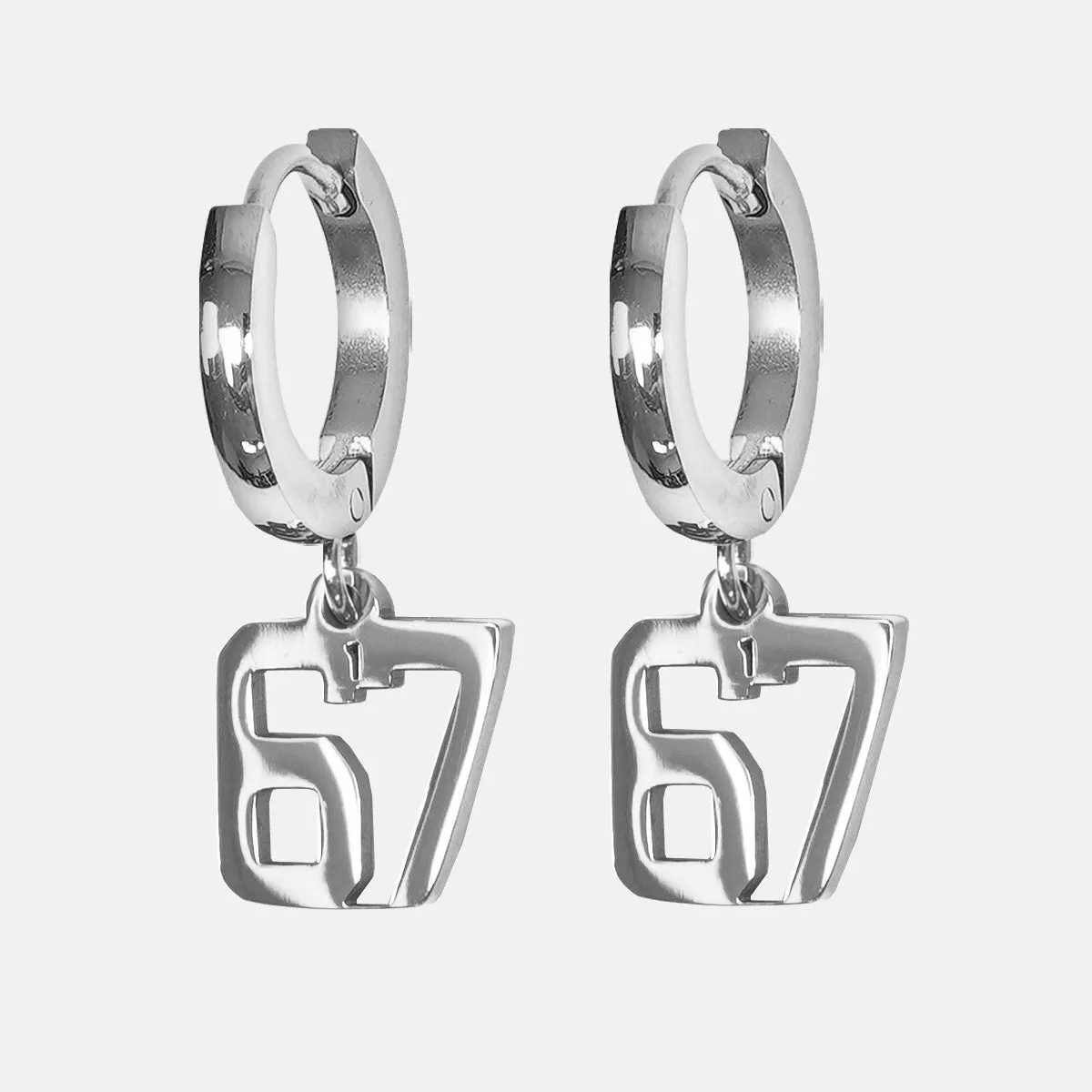 67 Number Earring - Stainless Steel