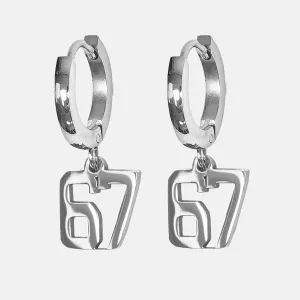 67 Number Earring - Stainless Steel