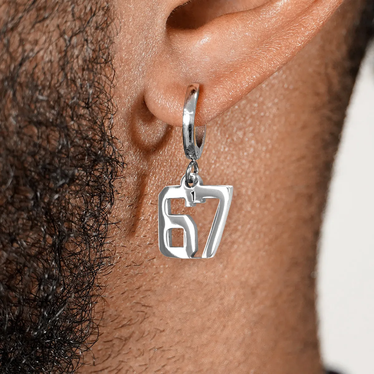 67 Number Earring - Stainless Steel