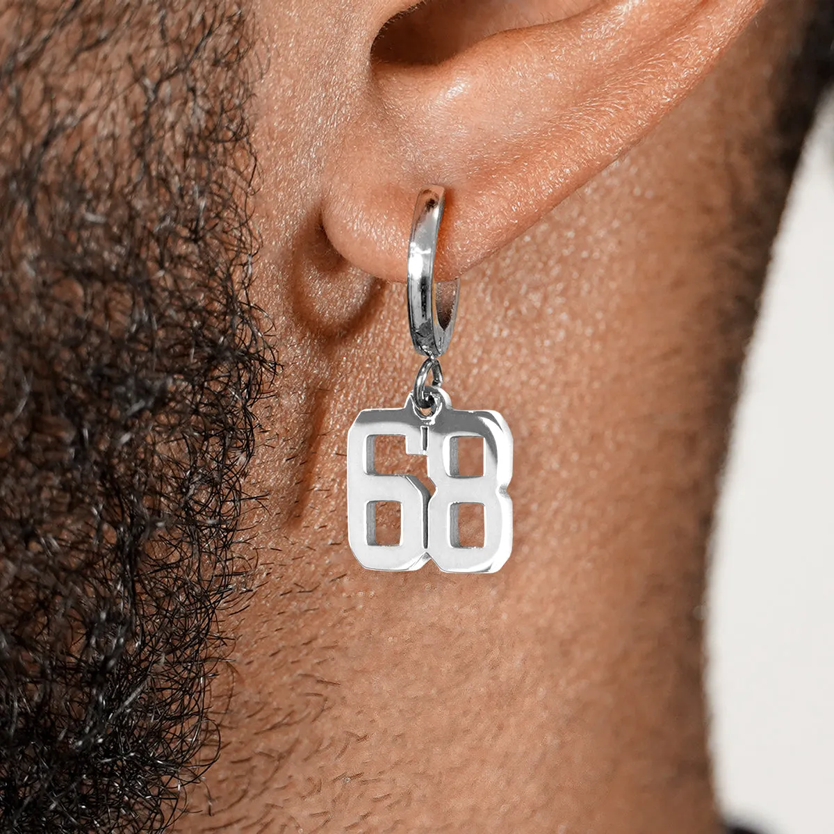 68 Number Earring - Stainless Steel