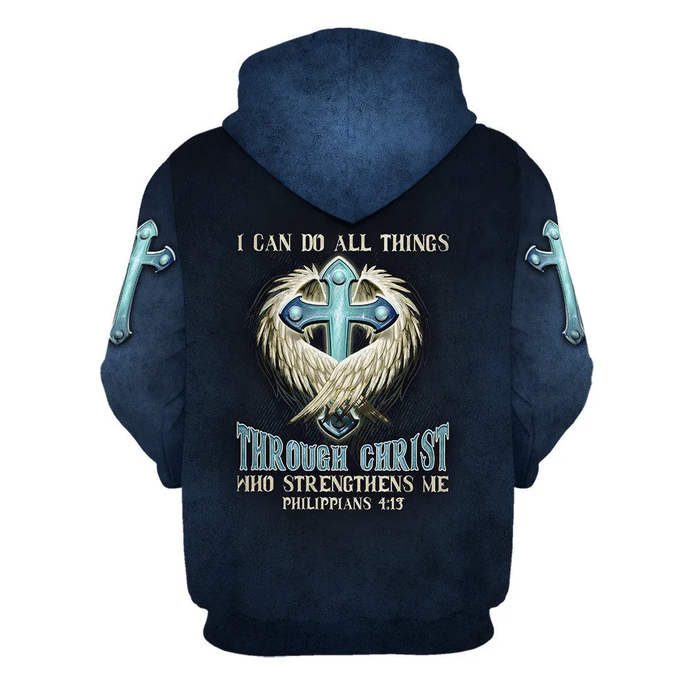 Angel Wing And Cross 3d Hoodie I Can Do All Things Through Christ Hoodies Men & Women Christian Hoodie 3D Printed Hoodie