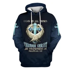 Angel Wing And Cross 3d Hoodie I Can Do All Things Through Christ Hoodies Men & Women Christian Hoodie 3D Printed Hoodie