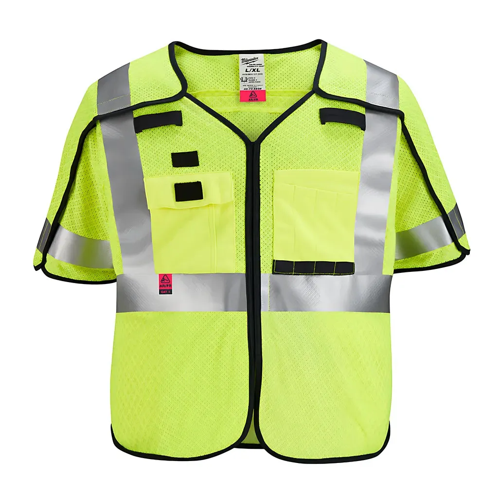 AR/FR Cat. 1 Class 3 Breakaway High Visibility Yellow Mesh Safety Vest - L/XL (ANSI/CSA)