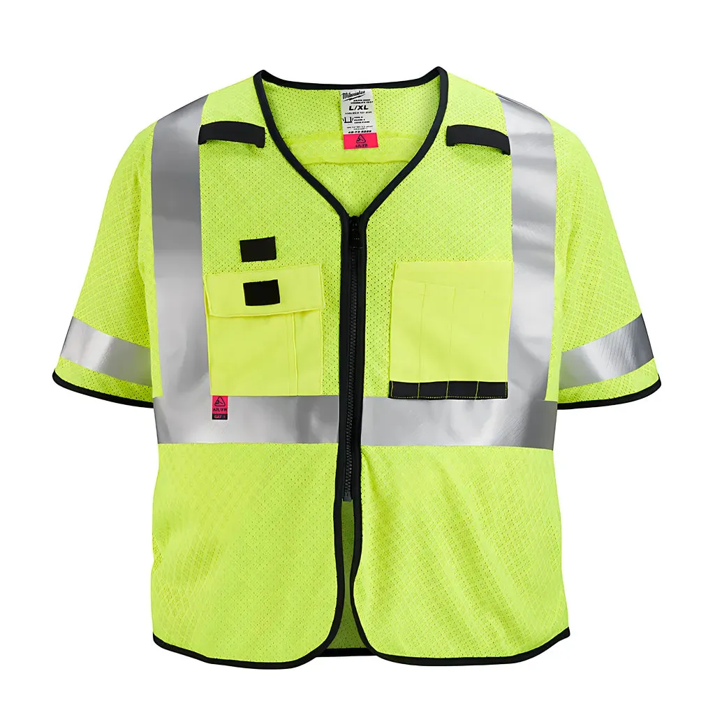 AR/FR Cat. 1 Class 3 High Visibility Yellow Mesh Safety Vest - 2XL/3XL