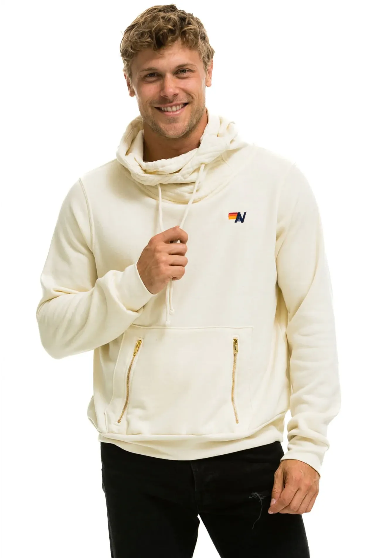 Aviator Nation Ninja Unisex Pullover Hoodie in Vintage White