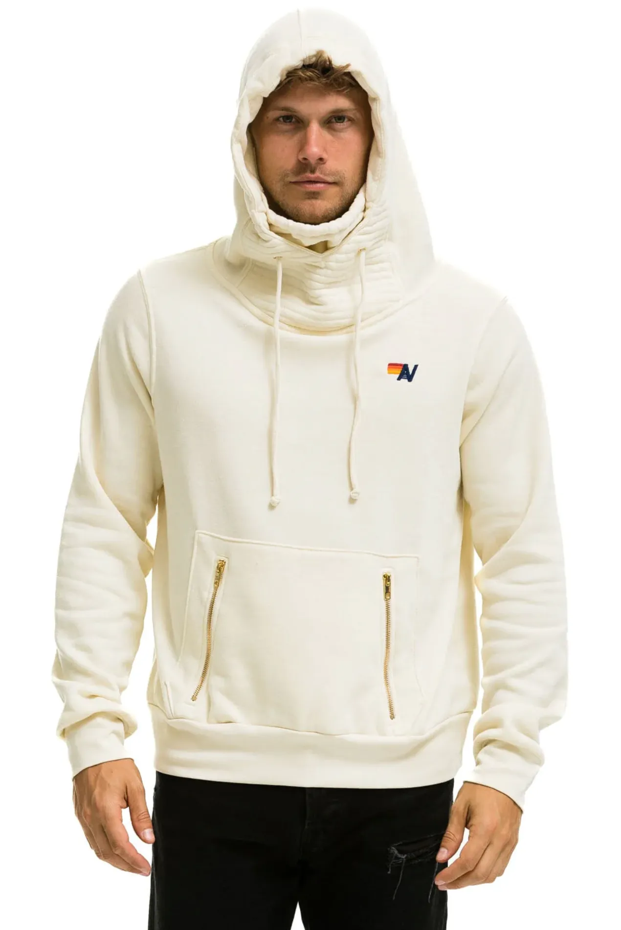 Aviator Nation Ninja Unisex Pullover Hoodie in Vintage White