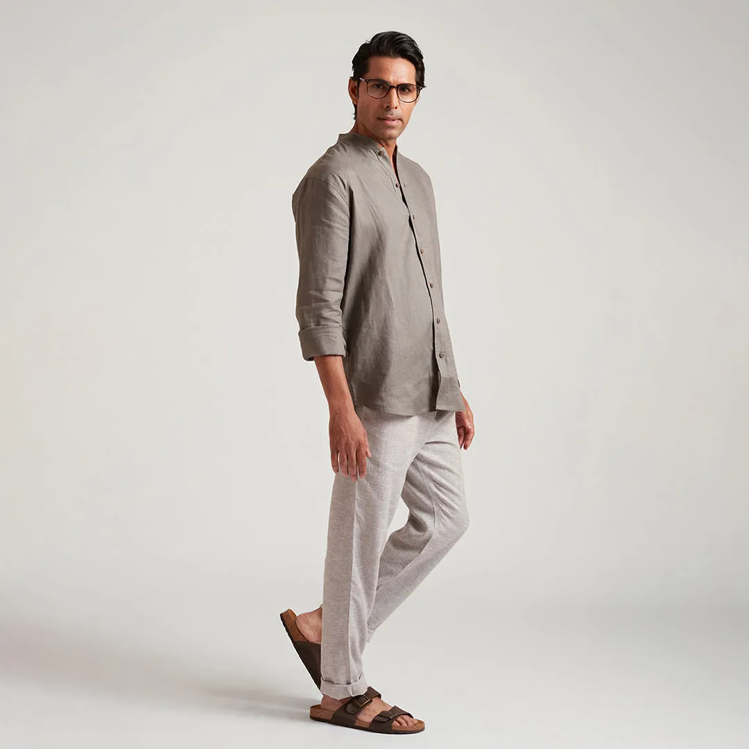 B77 Men's Semi Formal Relaxed Linen Trousers