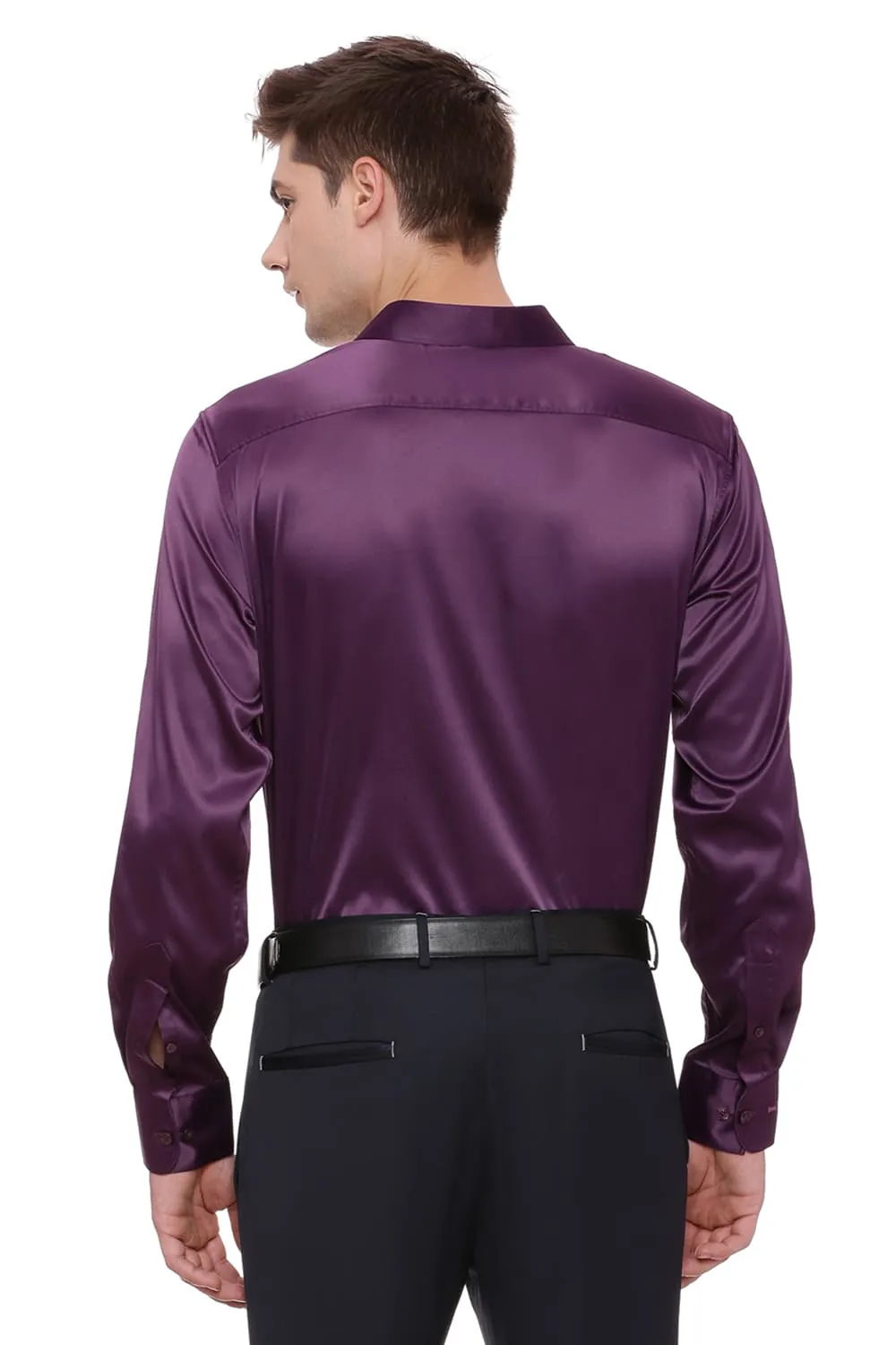 Basics Trim Fit Satin Stretch Shirt