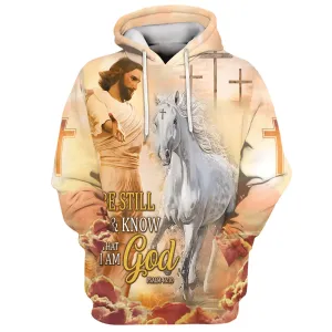 Be Still And Know That I Am God Hoodie Jesus And White Horse Hoodies Jesus Hoodie Men & Women Christian Hoodie 3D Printed Hoodie