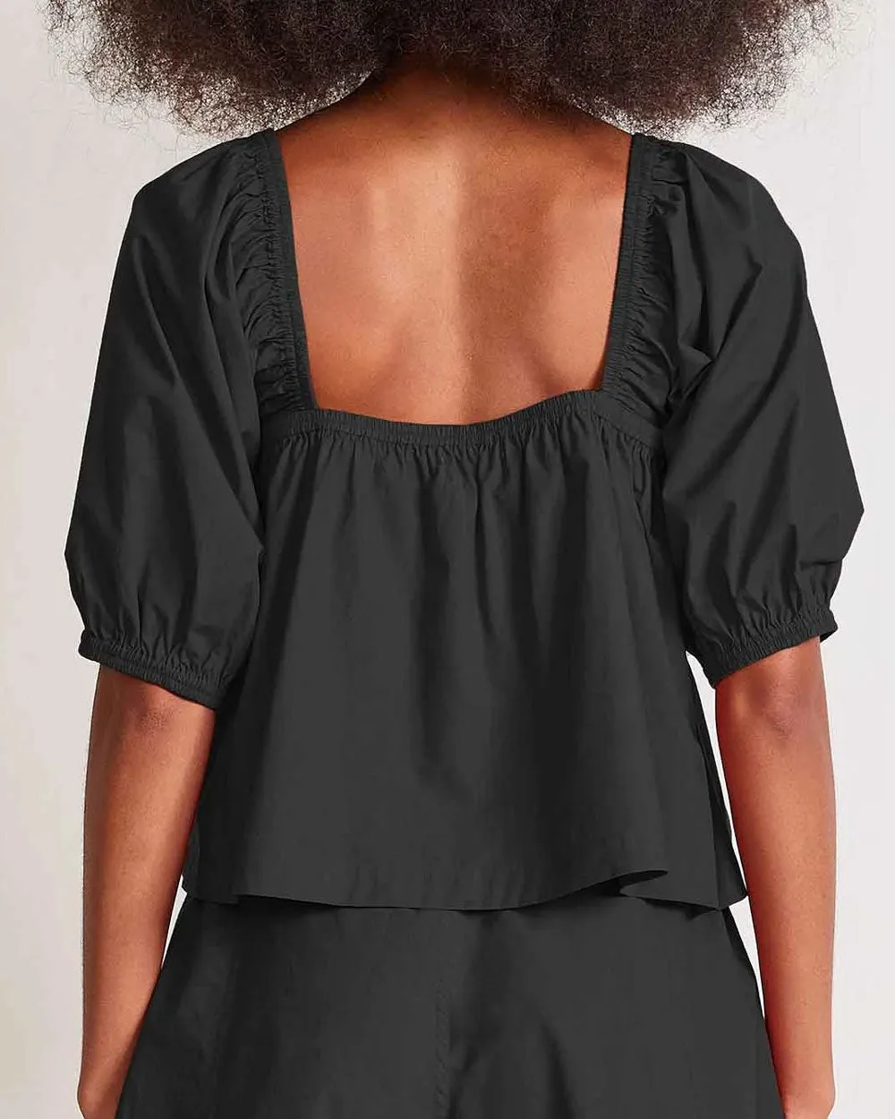 Black Gali Shirred Top