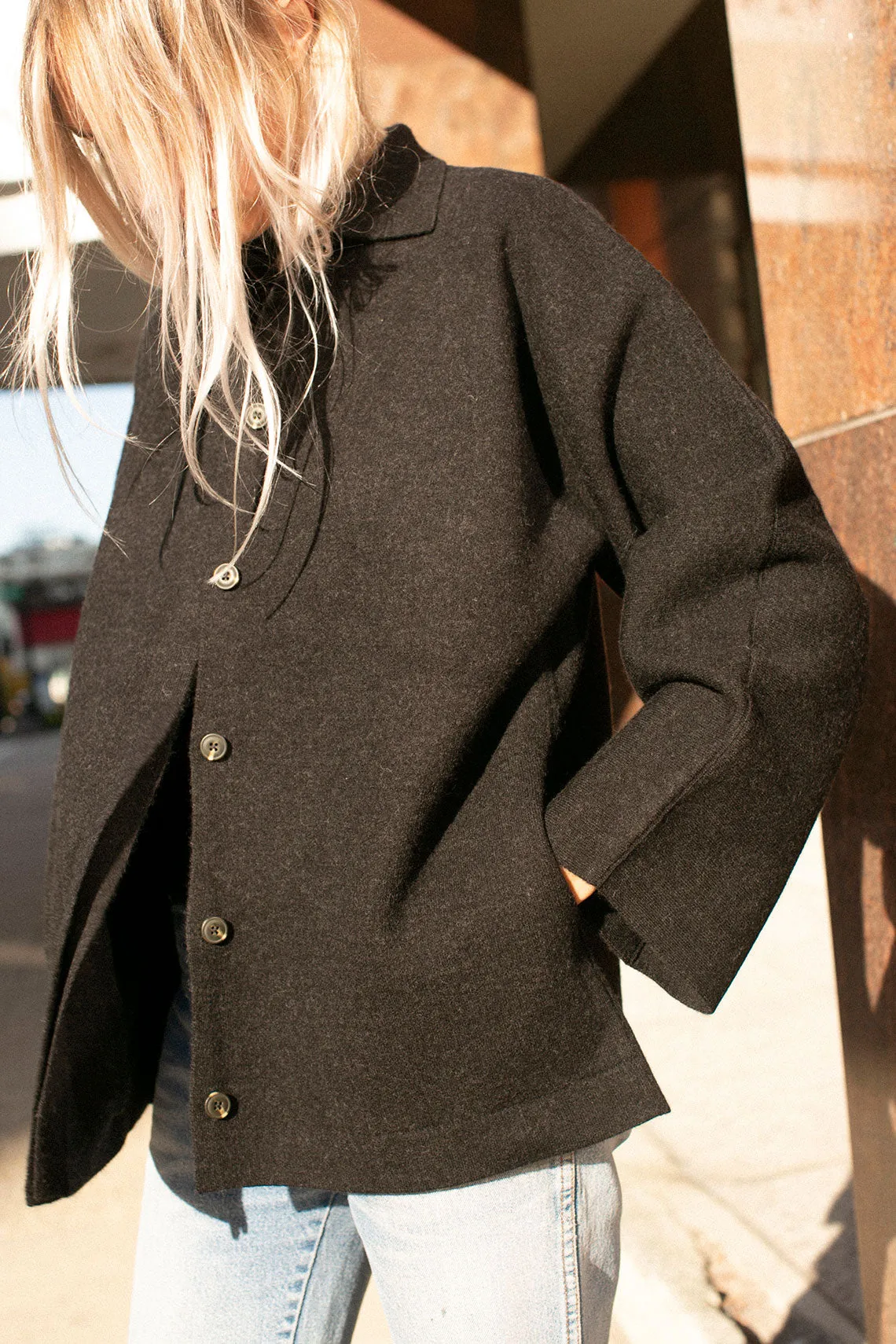 Black Melange Double Knit Jacket