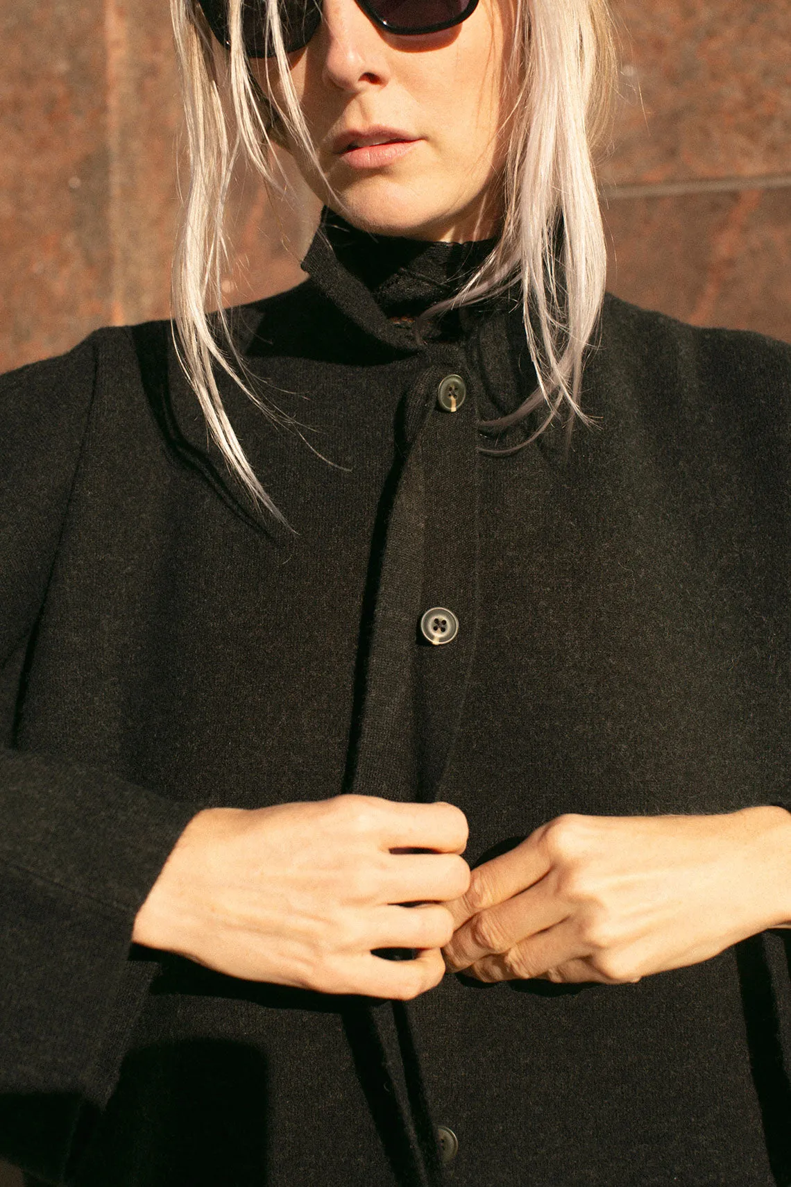 Black Melange Double Knit Jacket