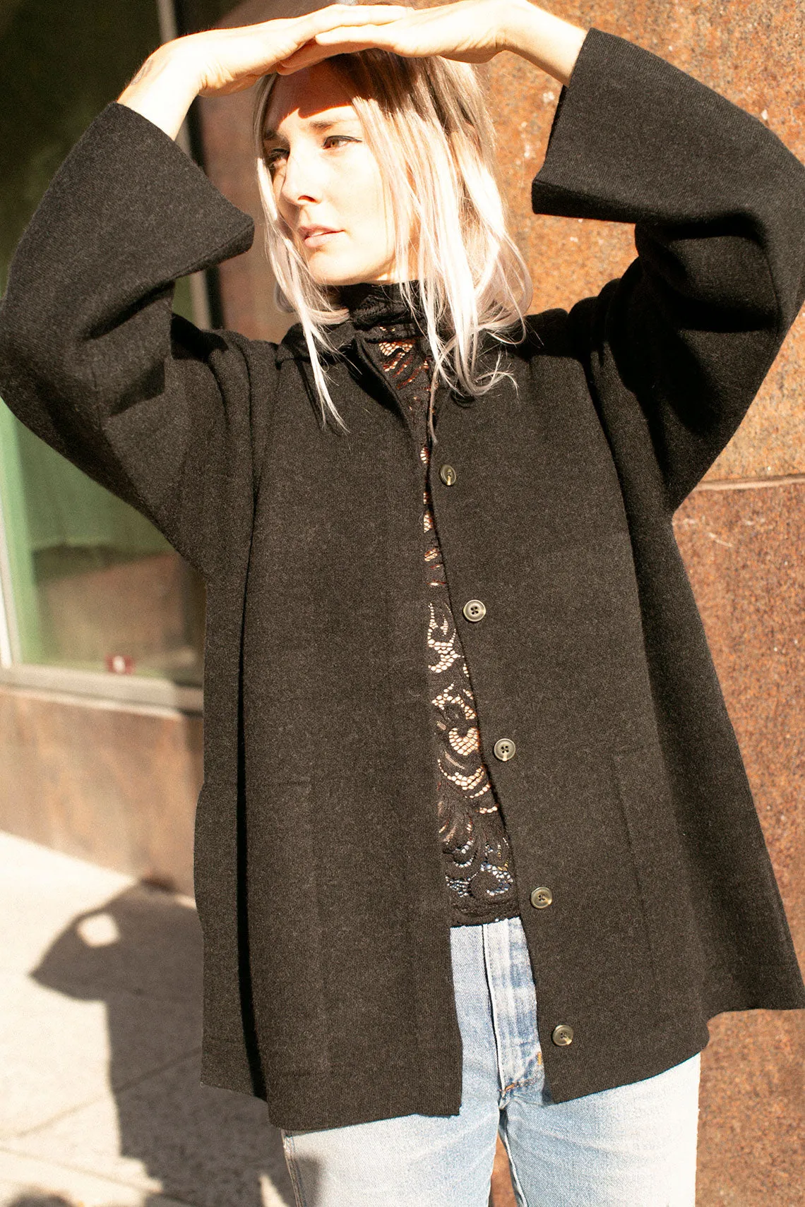 Black Melange Double Knit Jacket