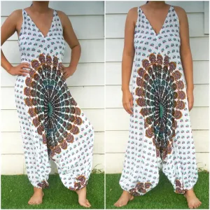 Boho Bliss White Chakra Festival Jumpsuits for Free Spirits