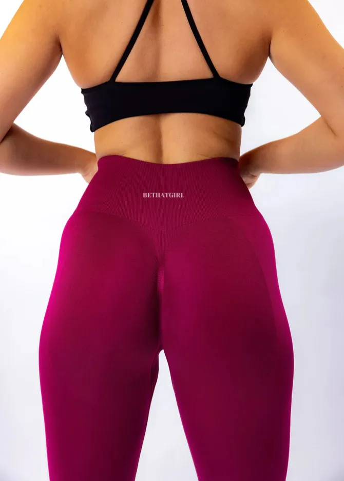 Burgundy Signature Scrunch High Waisted Leggings