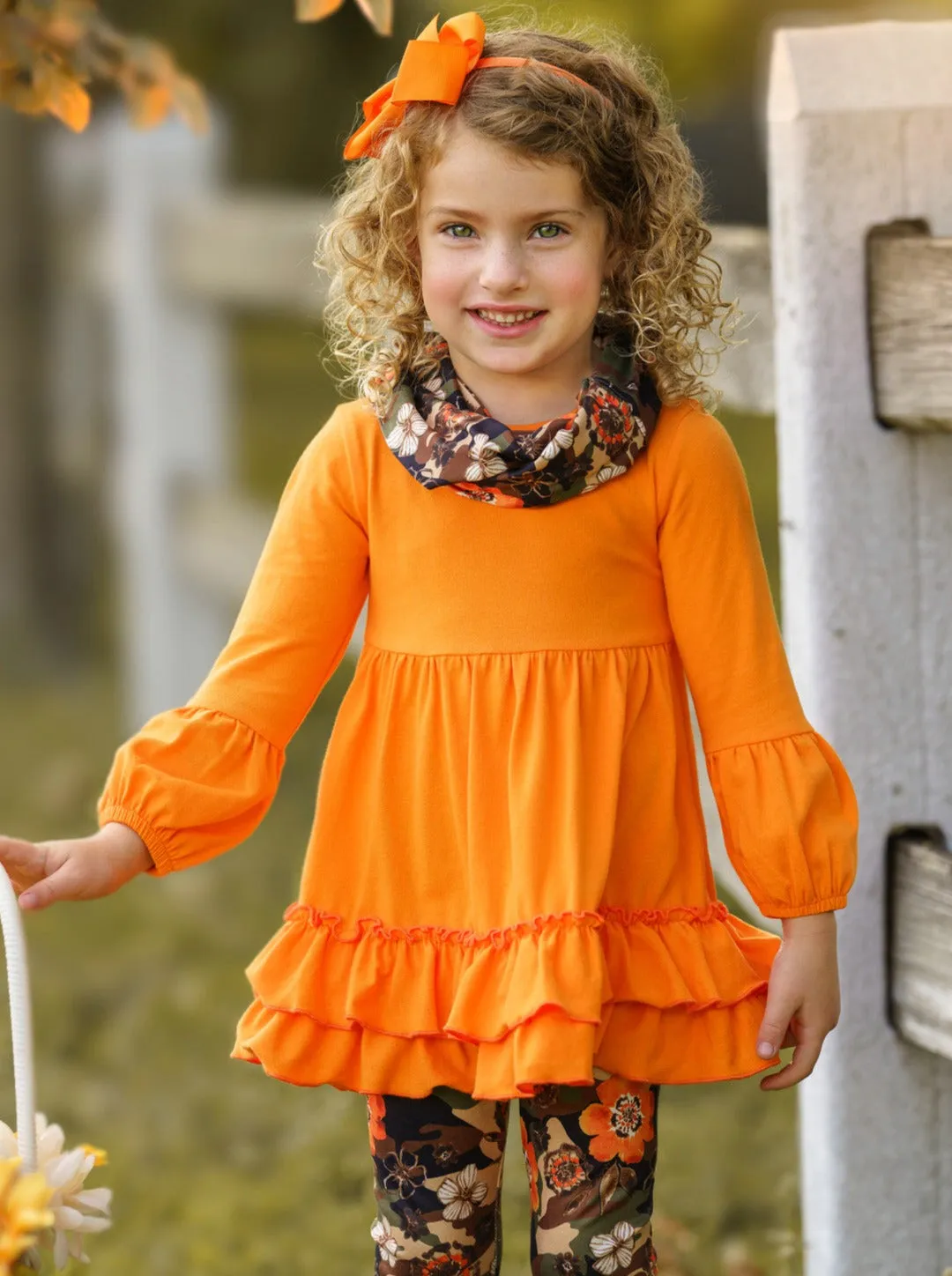 Camo Flower Tunic, Scarf and Legging Set