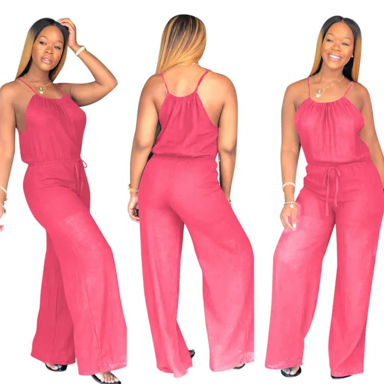 Candy Color Wide Leg Plus Size Formal Jumpsuit