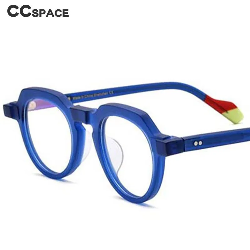 CCspace Unisex Full Rim Irregular Round Acetate Eyeglasses 54702