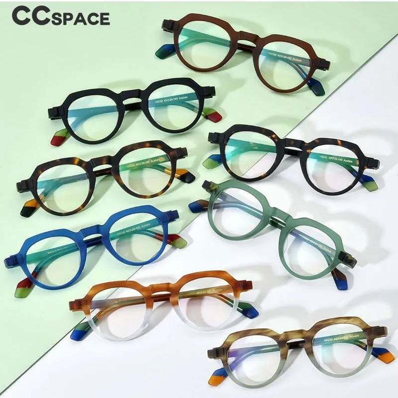 CCspace Unisex Full Rim Irregular Round Acetate Eyeglasses 54702