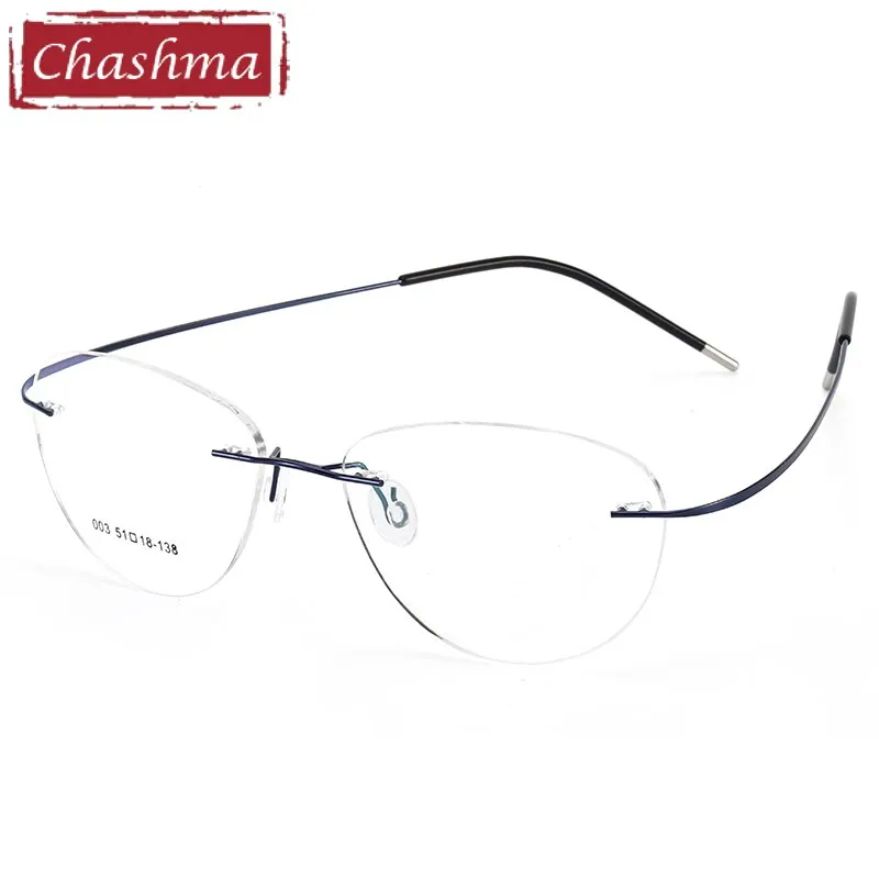 Chashma Ottica Unisex Rimless Triangle Oval Titanium Eyeglasses 003