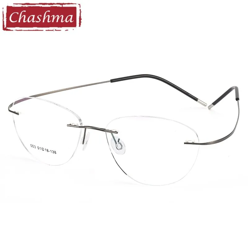 Chashma Ottica Unisex Rimless Triangle Oval Titanium Eyeglasses 003