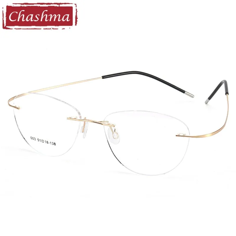 Chashma Ottica Unisex Rimless Triangle Oval Titanium Eyeglasses 003