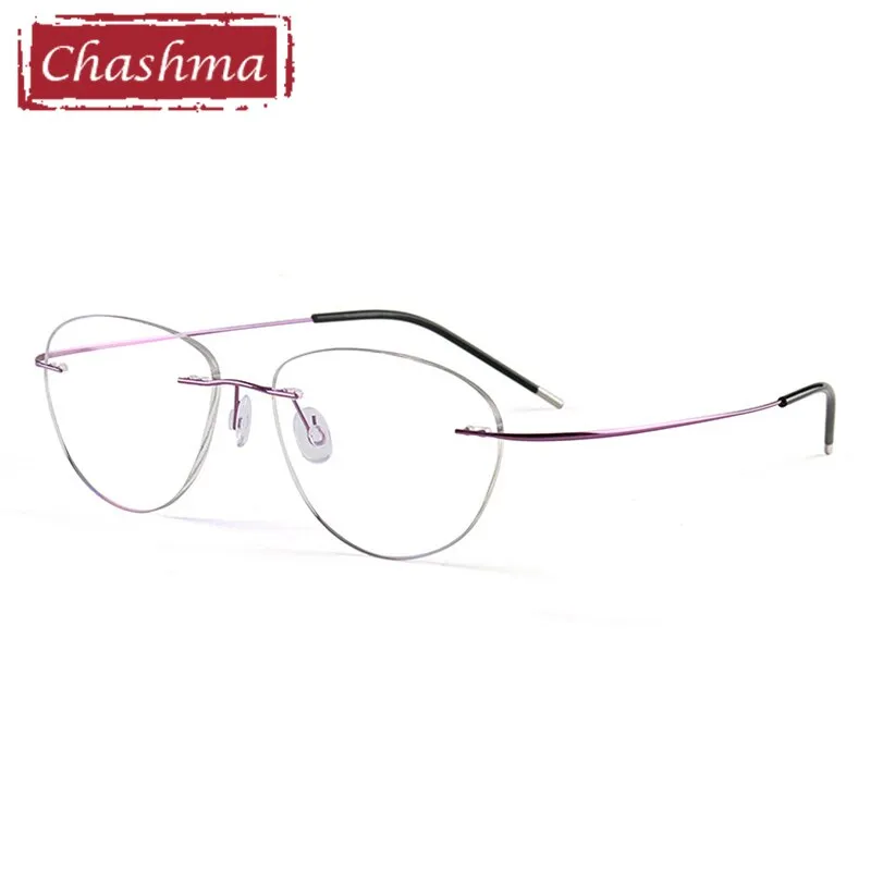 Chashma Ottica Unisex Rimless Triangle Oval Titanium Eyeglasses 003