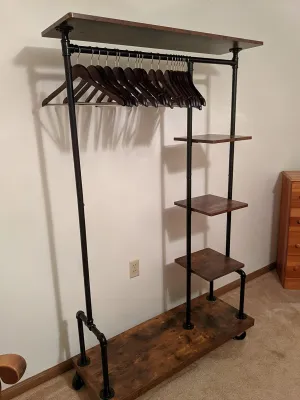 Clothes Rack, Clothing Rack on Wheels, 5-Tier Garment Rack with Metal Pipes