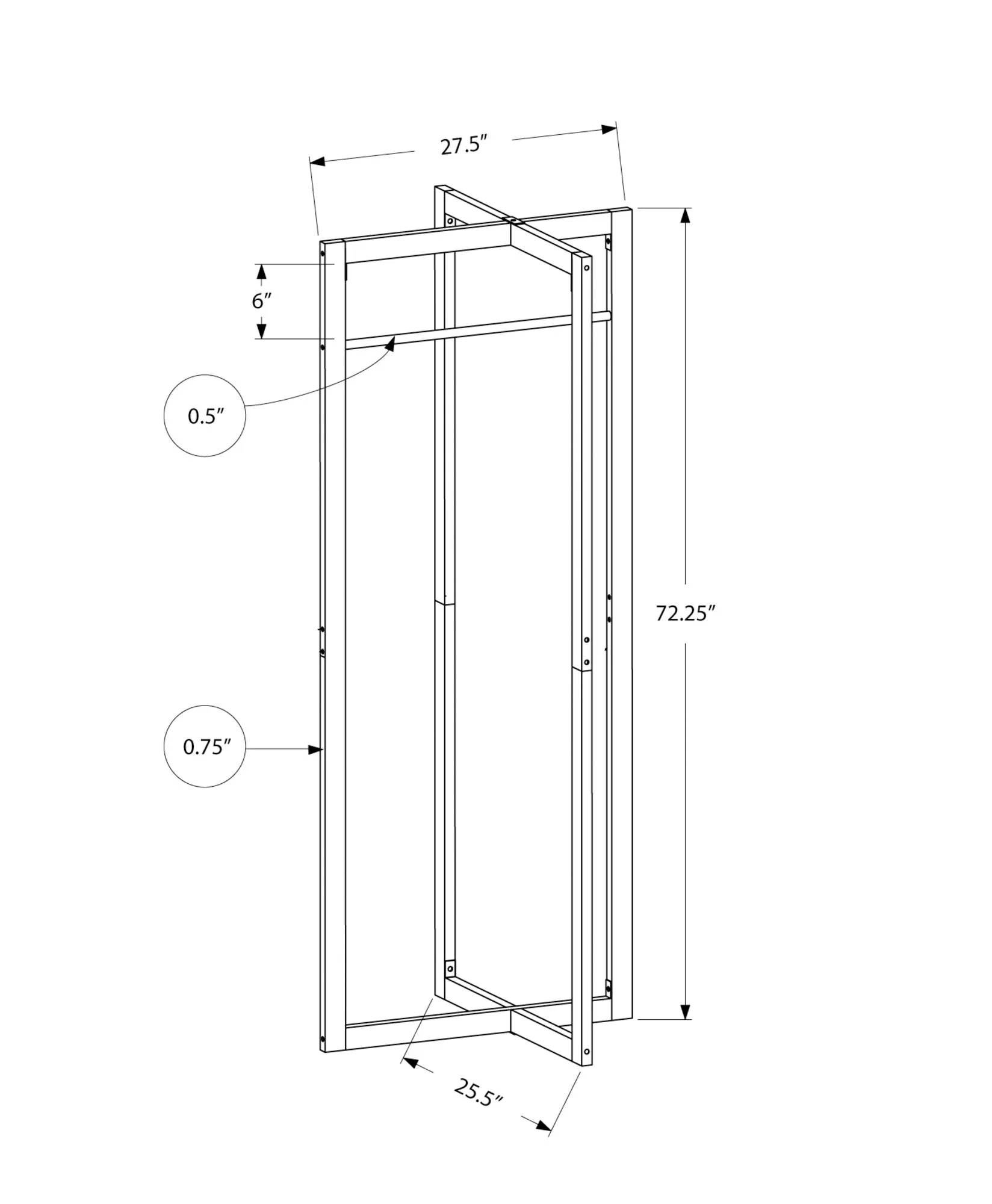 Coat Rack - 72"H / White Metal