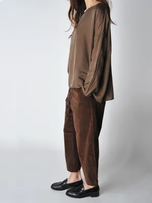 Coffee Velvet Short and Wide Trousers