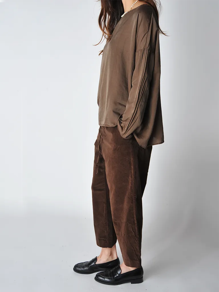 Coffee Velvet Short and Wide Trousers