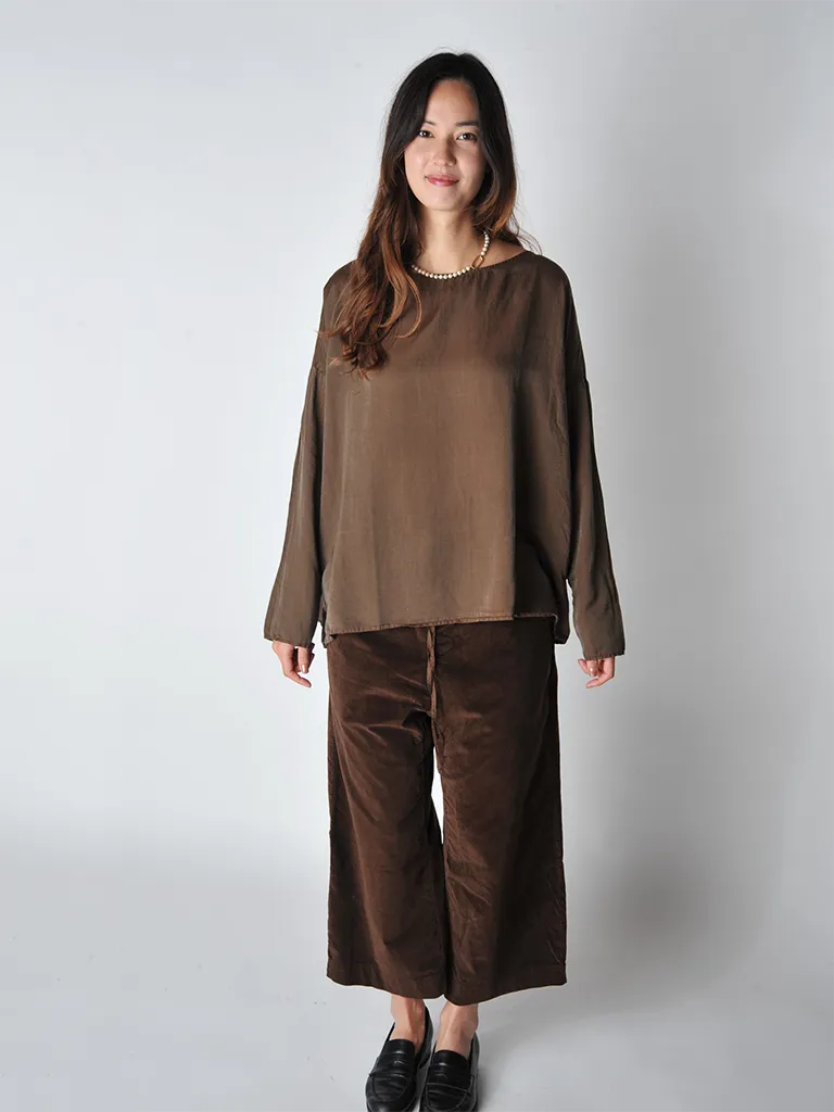 Coffee Velvet Short and Wide Trousers