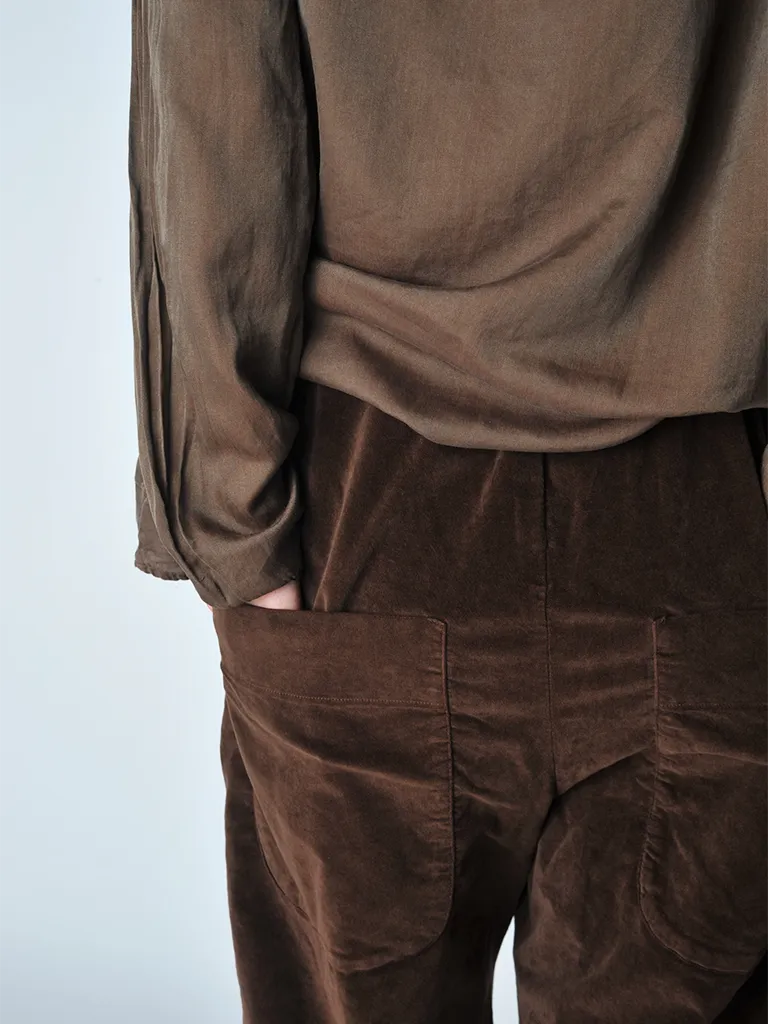 Coffee Velvet Short and Wide Trousers