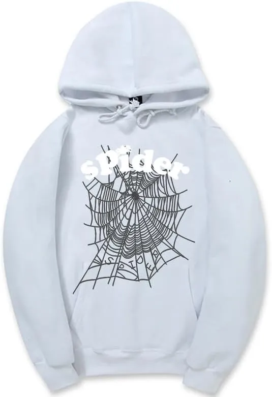 CORIRESHA Fashion Spider Web Hoodie Long Sleeve Drawstring Unisex Cotton Sweatshirt with Pockets