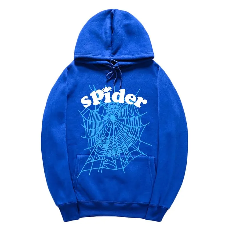 CORIRESHA Fashion Spider Web Hoodie Long Sleeve Drawstring Unisex Cotton Sweatshirt with Pockets