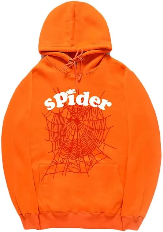 CORIRESHA Fashion Spider Web Hoodie Long Sleeve Drawstring Unisex Cotton Sweatshirt with Pockets