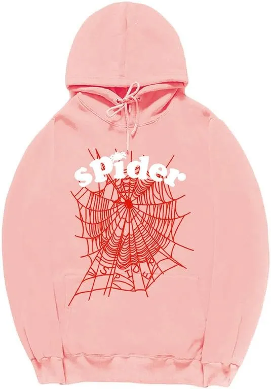 CORIRESHA Fashion Spider Web Hoodie Long Sleeve Drawstring Unisex Cotton Sweatshirt with Pockets