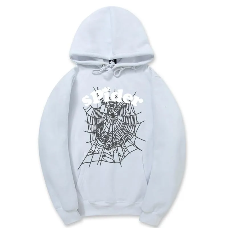 CORIRESHA Fashion Spider Web Hoodie Long Sleeve Drawstring Unisex Cotton Sweatshirt with Pockets