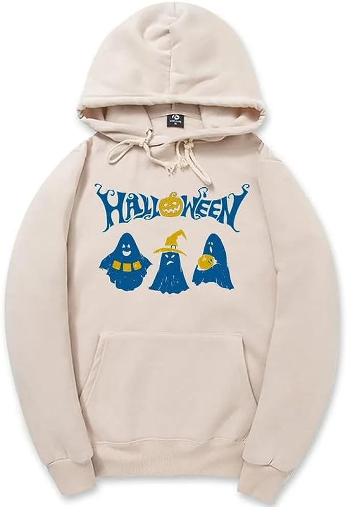 CORIRESHA Halloween Ghost Hoodie Long Sleeve Drawstring Pocket Unisex Harajuku Gothic Sweatshirt