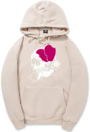 CORIRESHA Women's Cute Heart Hoodie Long Sleeve Drawstring Casual Basic Skull Sweatshirt