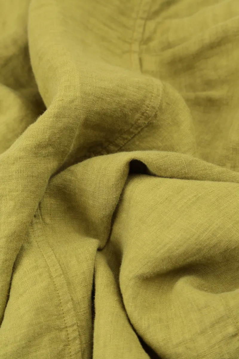 Cowl Neck Golden Lime Linen Blouse