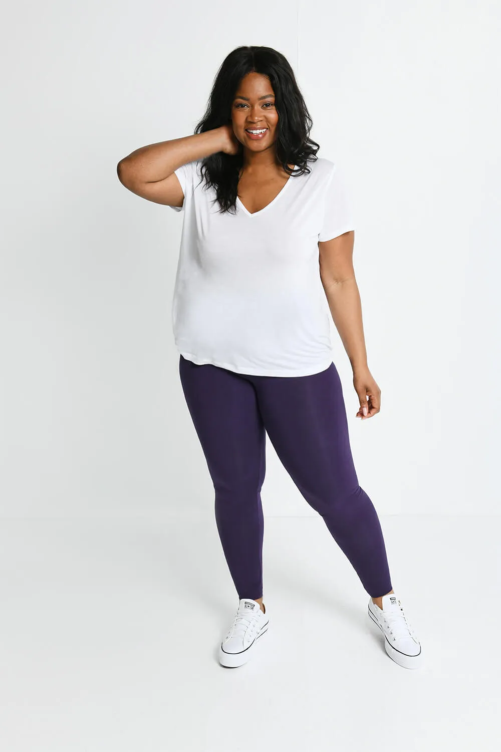 Curve Lightweight Everyday High Waisted Leggings - Acai Purple