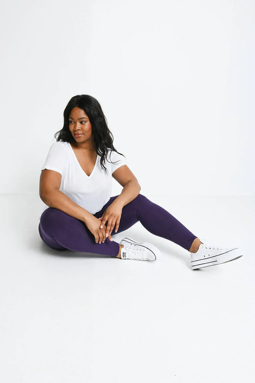 Curve Lightweight Everyday High Waisted Leggings - Acai Purple