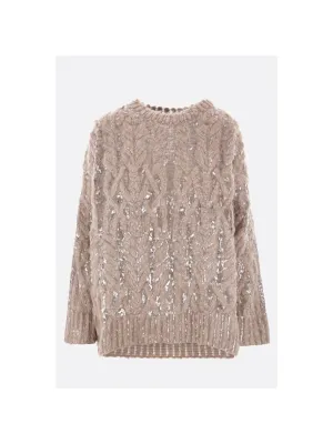 Dazzling Mesh Embroidered Alpaca Sweater