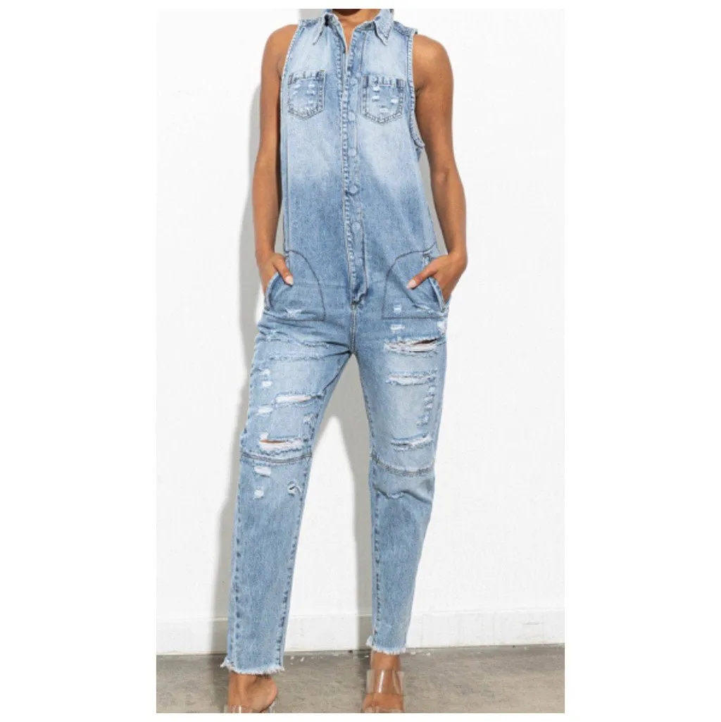 Denim Utility Jumpsuit