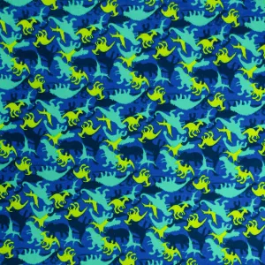 Dinosaur on Blue Printed Flannelette