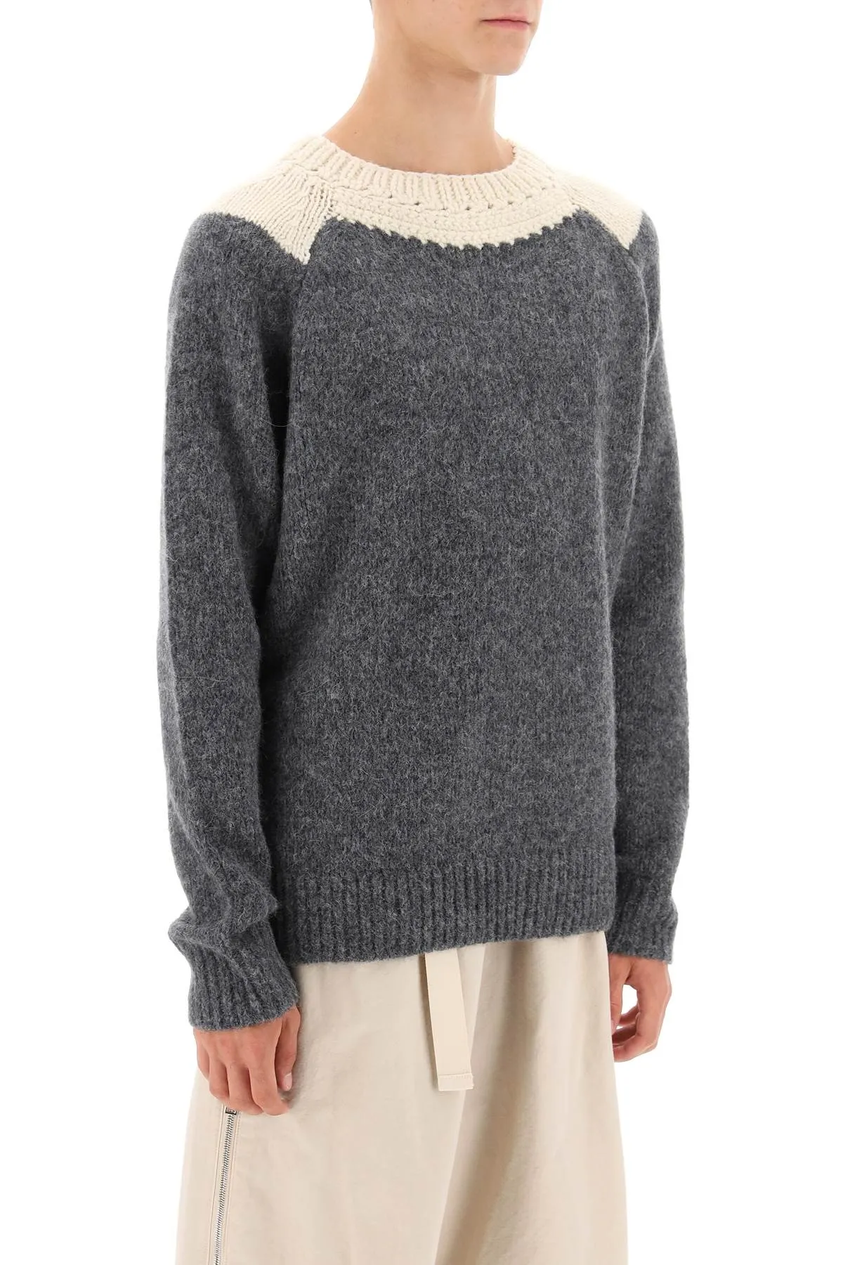 Dries van noten two-tone alpaca and wool sweater