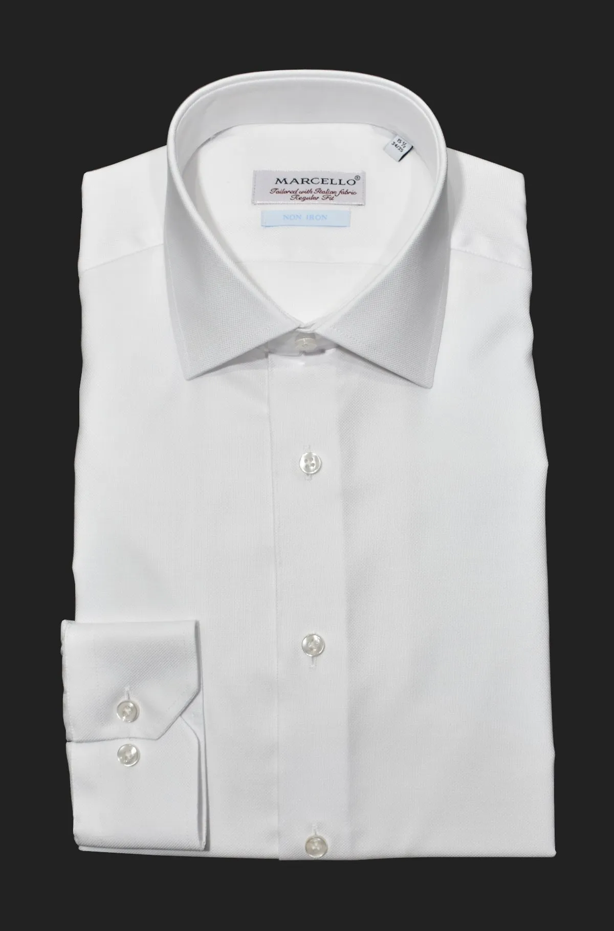 DS100W White Fine Piquet Dress Shirt