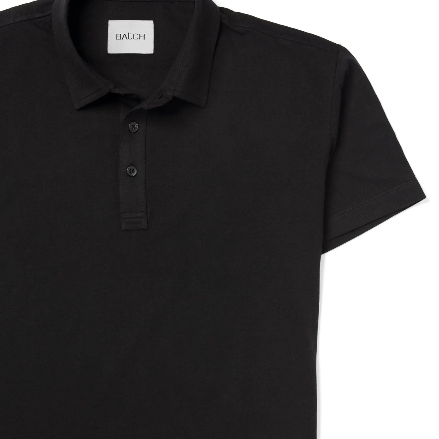 Essential Short Sleeve Polo Shirt –  Black Cotton Jersey